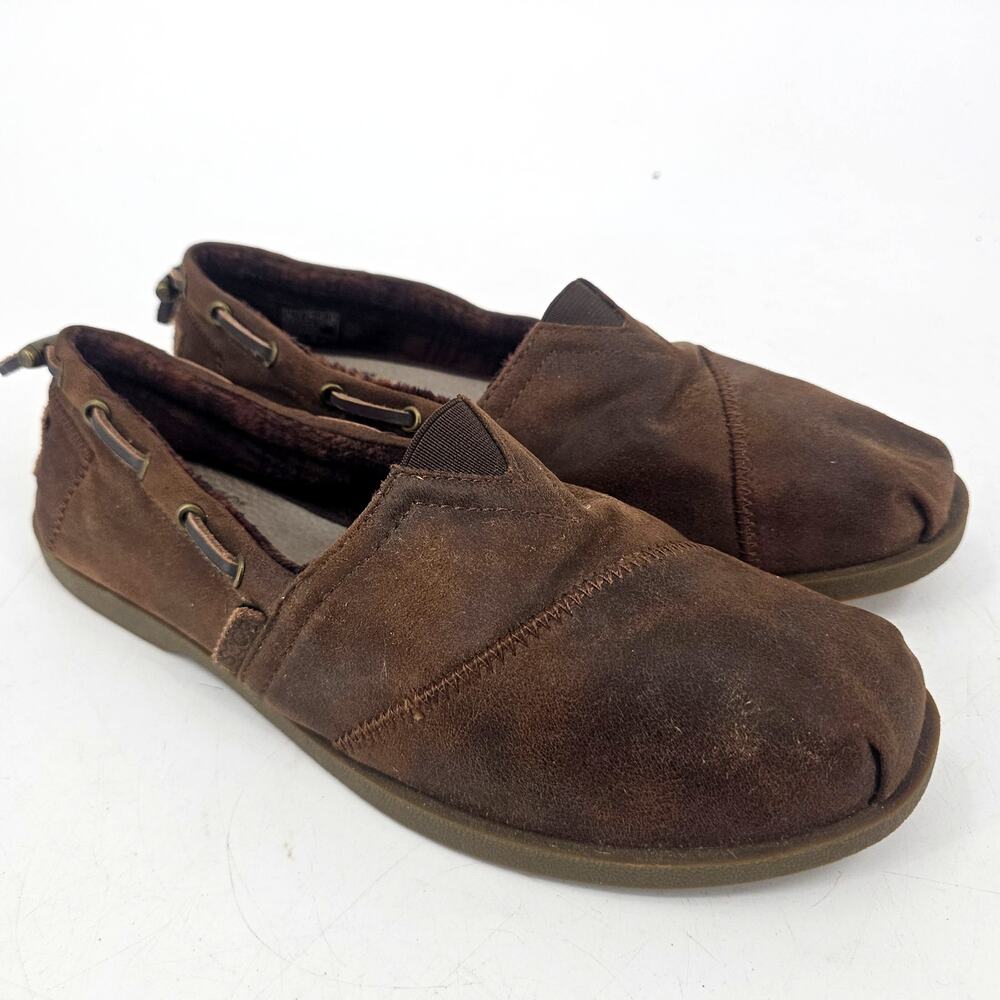 Skechers Bobs Chill Luxe slip-on Flats Faux Leather Alpargata Shoe Women's 10